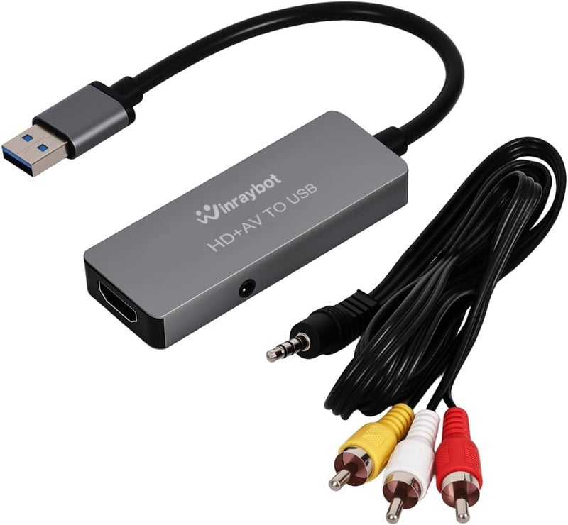 WinRaybot USB Video Capture Adapter, VHS to Digital Converter,Video Capture Card for VHS,RCA,HI9,hdmi for Video Streaming Convert VHS/DVD to Digital Format, RCA/S-Video/HDMI Input Optimized Version - Image 1